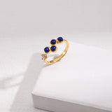 Natural Lapis Lazuli Zircon Open Ring - floysun