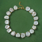 Natural Large Petal Baroque Pearl Necklace with Gold Bean - floysun