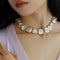 Natural Large Petal Baroque Pearl Necklace with Gold Bean - floysun