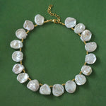 Natural Large Petal Baroque Pearl Necklace with Gold Bean - floysun