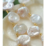 Natural Large Petal Baroque Pearl Necklace with Gold Bean - floysun