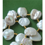 Natural Large Petal Baroque Pearl Necklace with Gold Bean - floysun