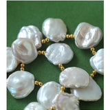 Natural Large Petal Baroque Pearl Necklace with Gold Bean - floysun