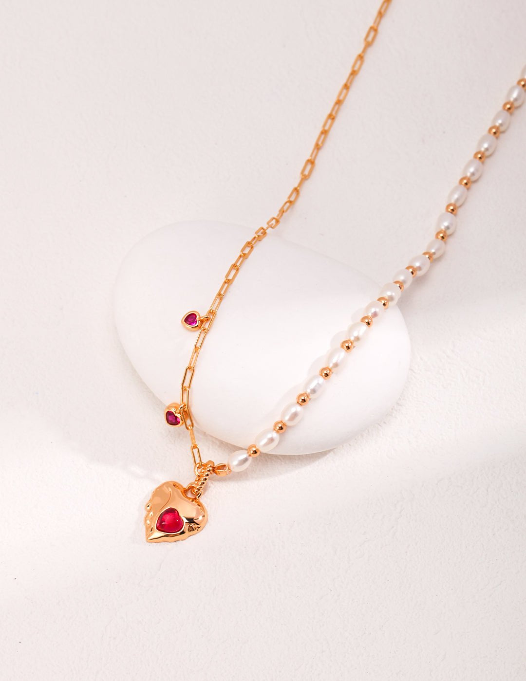 Natural Pearl Red Corundum Love Necklaces - floysun