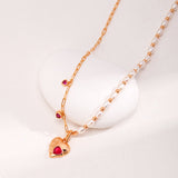 Natural Pearl Red Corundum Love Necklaces - floysun