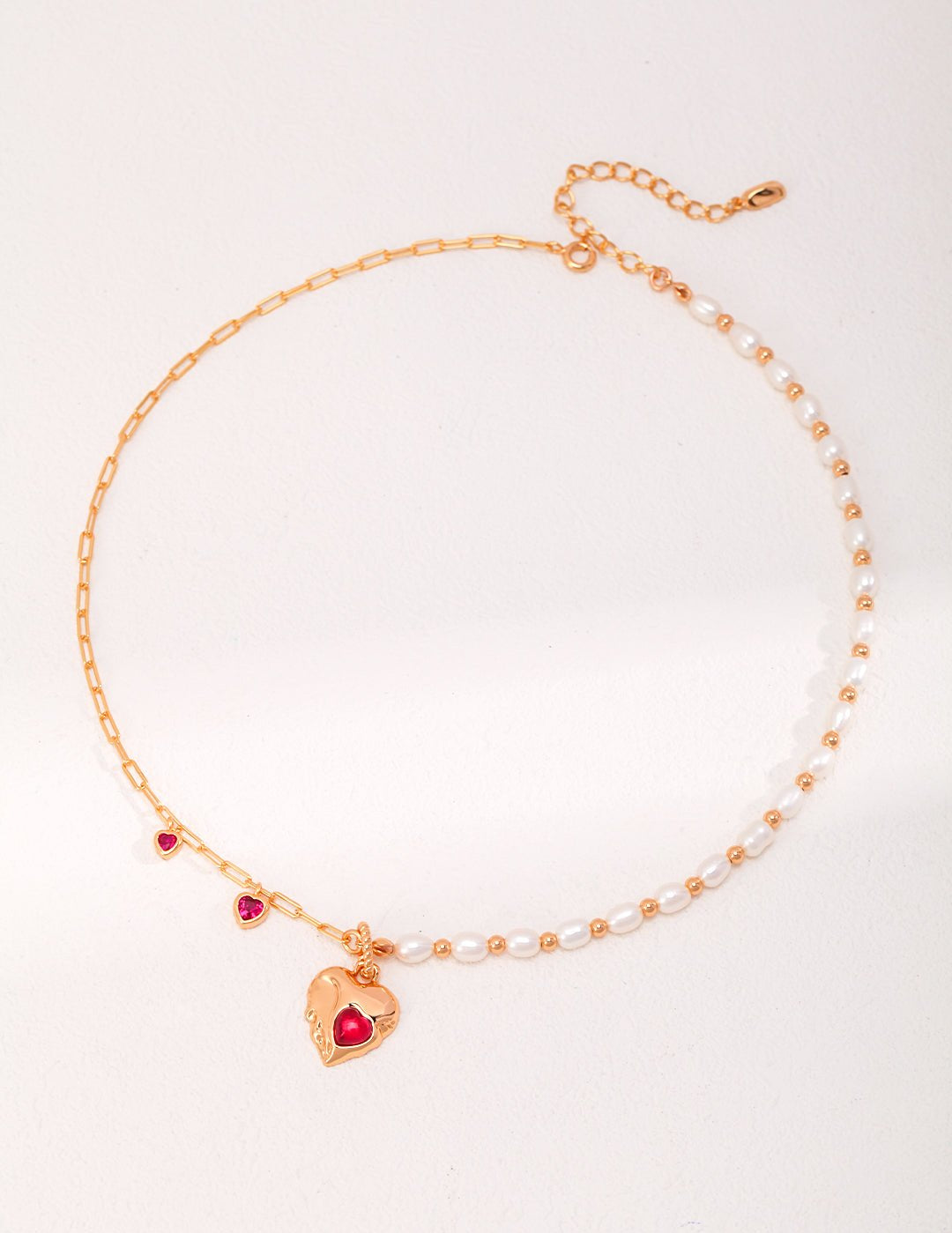 Natural Pearl Red Corundum Love Necklaces - floysun