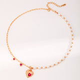 Natural Pearl Red Corundum Love Necklaces - floysun