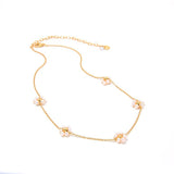 Natural Pearl Woven Floral Chain Necklace - floysun