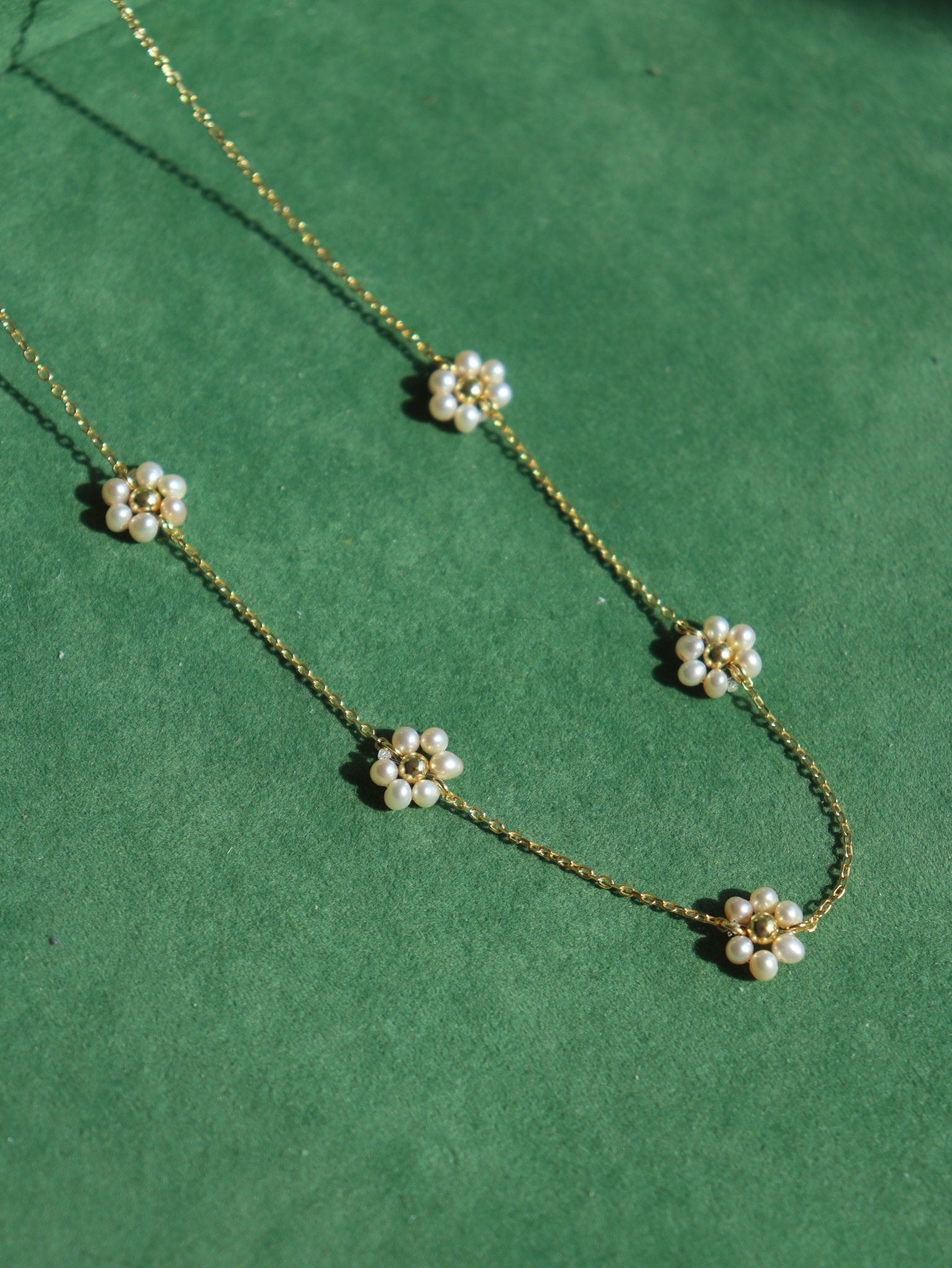 Natural Pearl Woven Floral Chain Necklace - floysun