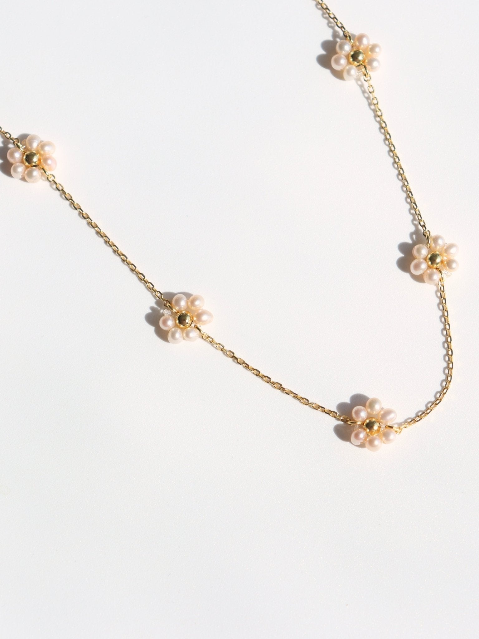 Natural Pearl Woven Floral Chain Necklace - floysun