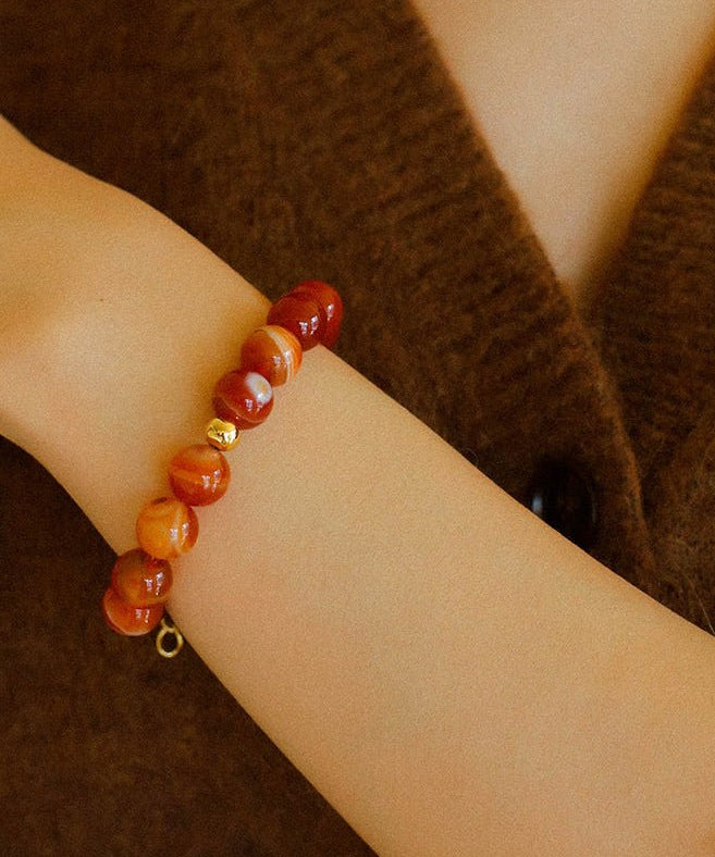 Natural Red Onyx Beaded Bracelet - floysun