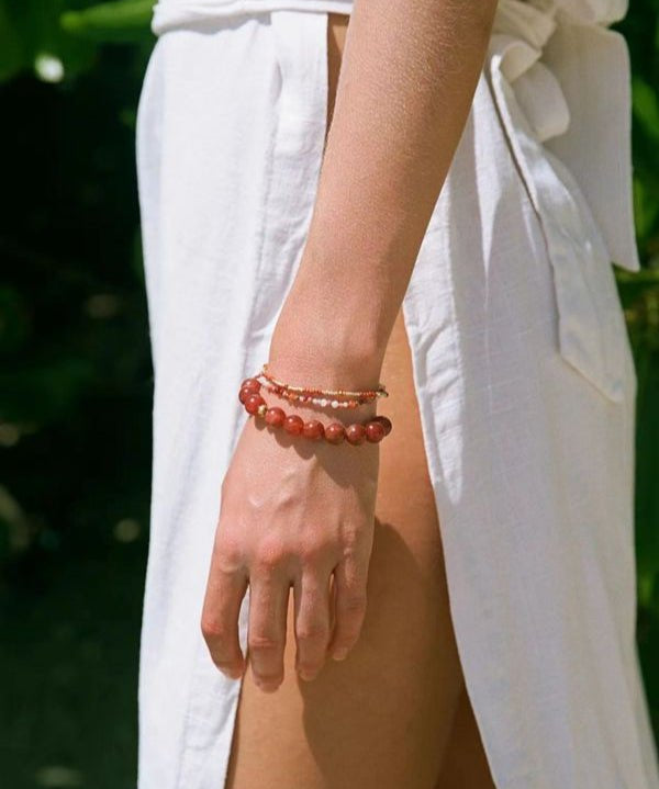 Natural Red Onyx Beaded Bracelet - floysun