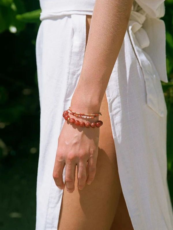 Natural Red Onyx Beaded Bracelet - floysun