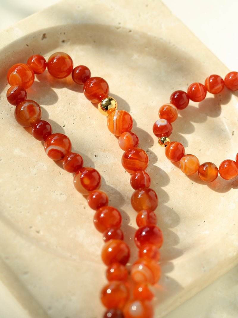 Natural Red Onyx Beaded Bracelet - floysun