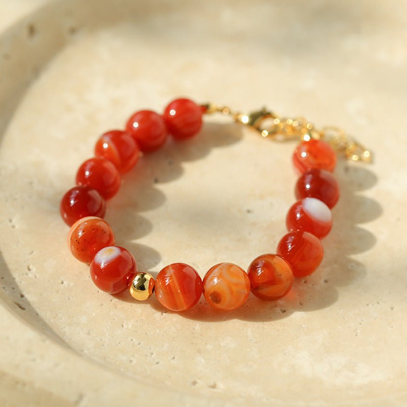 Natural Red Onyx Beaded Bracelet - floysun