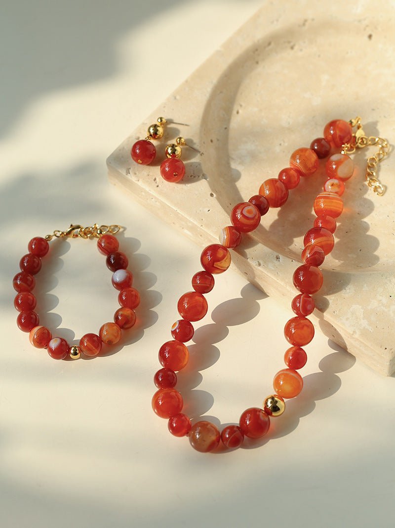 Natural Red Onyx Beaded Bracelet - floysun