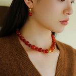 Natural Red Onyx Beaded Necklace - floysun