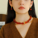 Natural Red Onyx Beaded Necklace - floysun