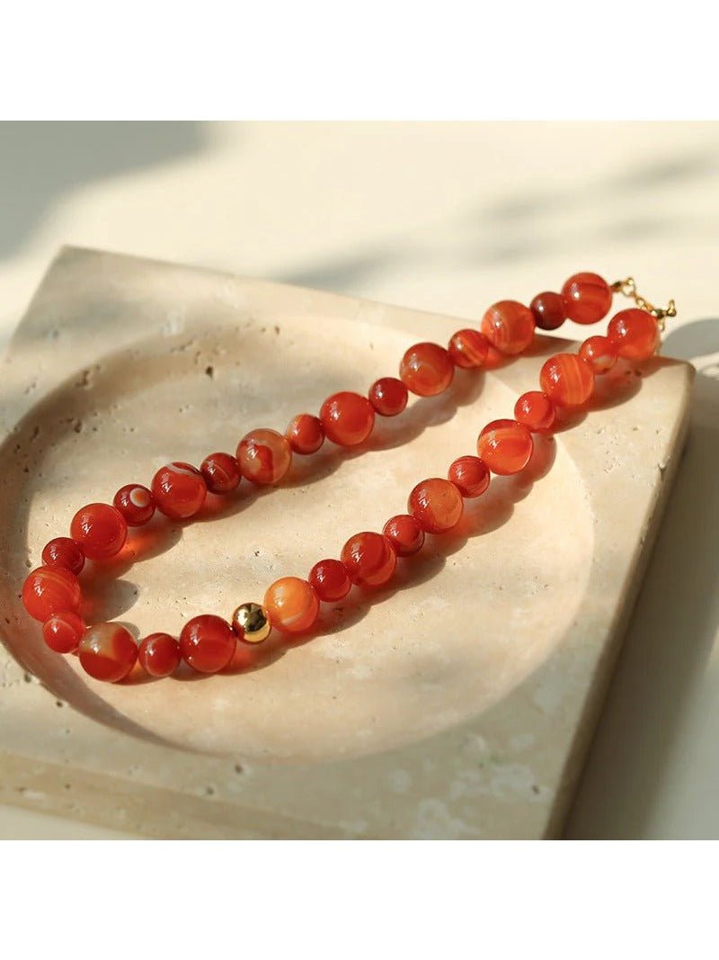 Natural Red Onyx Beaded Necklace - floysun