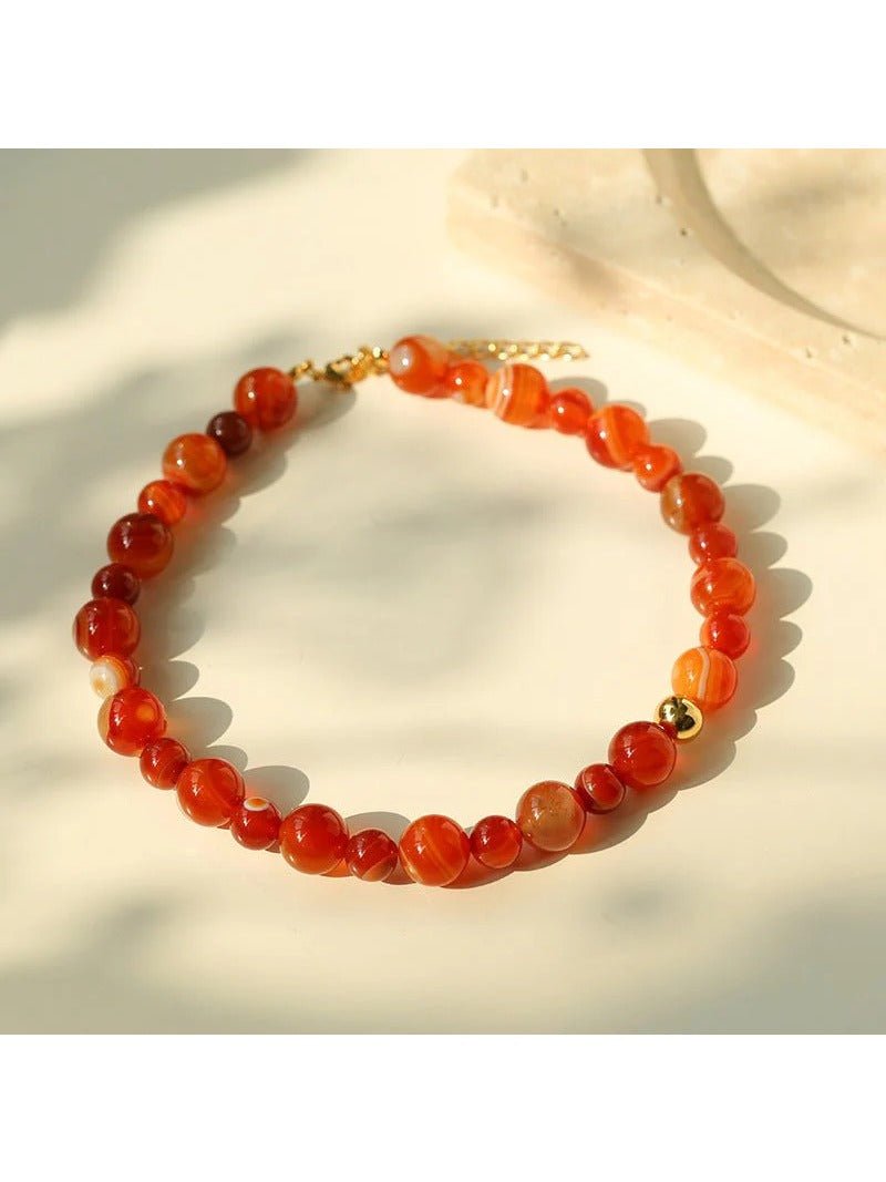 Natural Red Onyx Beaded Necklace - floysun