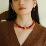 Natural Red Onyx Beaded Necklace - floysun