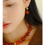 Natural Red Onyx Beaded Necklace - floysun