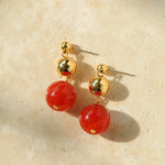 Natural Red Onyx Drop Earrings - floysun