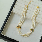 Natural Seed Pearl Multi - layer Emerald Necklace Choker - floysun