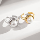 Natural Single Pearl Sterling Silver Rings - floysun