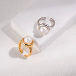 Natural Single Pearl Sterling Silver Rings - floysun