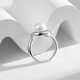 Natural Single Pearl Sterling Silver Rings - floysun