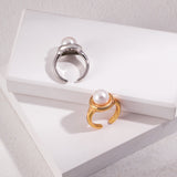 Natural Single Pearl Sterling Silver Rings - floysun