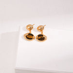 Natural Small Oval Tiger Eye Earrings - floysun