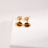 Natural Small Oval Tiger Eye Earrings - floysun