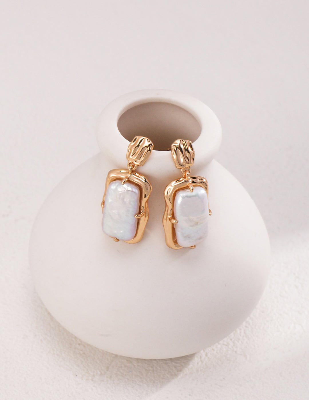 Natural Square Pearl Earrings Drop - floysun