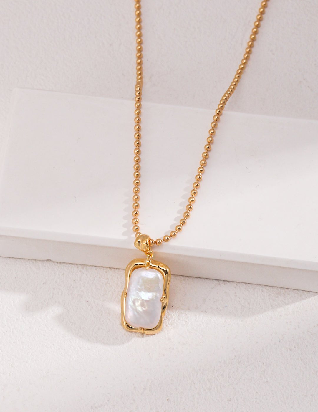 Natural Square Pearl Pendants Gold Beads Necklaces - floysun