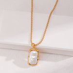 Natural Square Pearl Pendants Gold Beads Necklaces - floysun