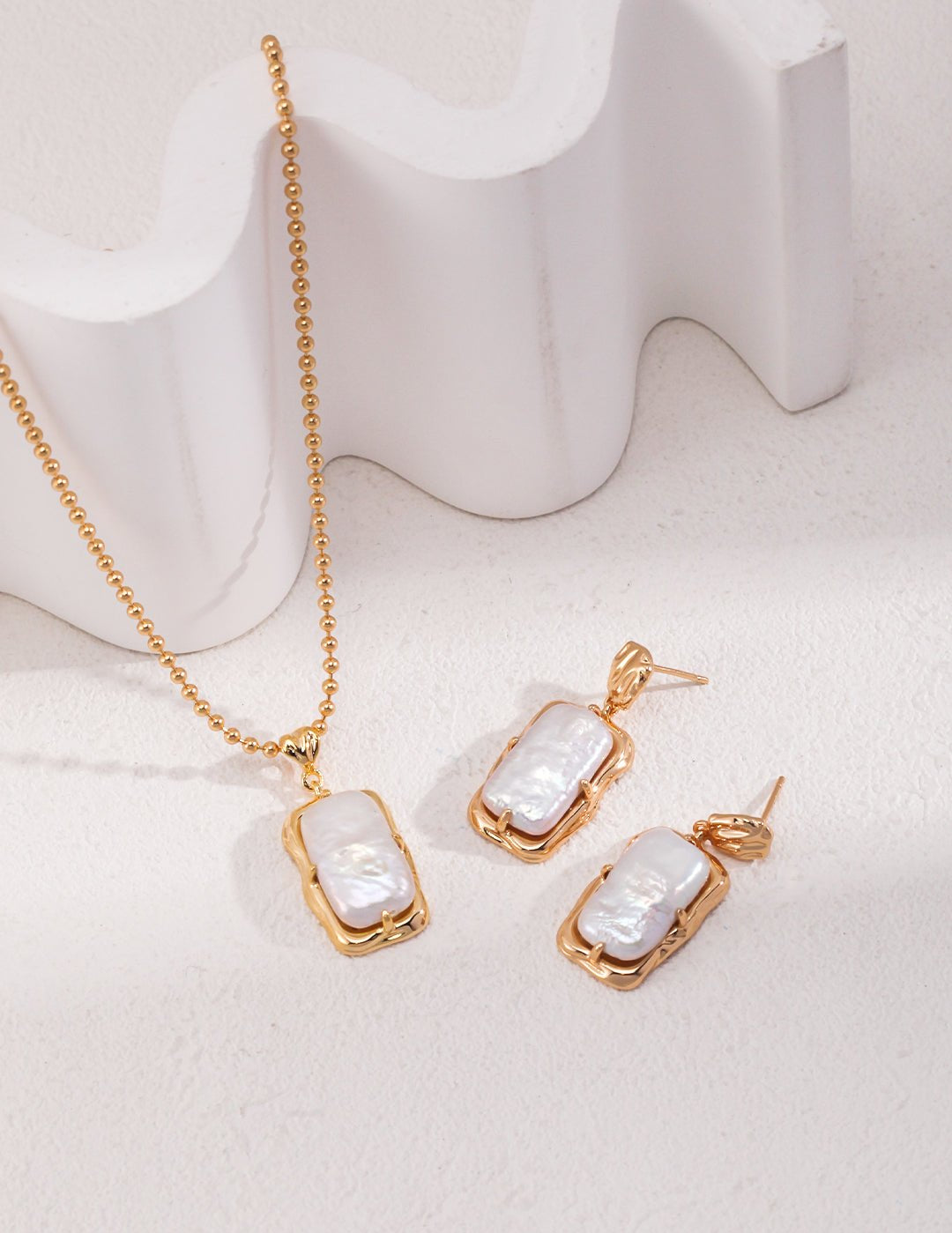 Natural Square Pearl Pendants Gold Beads Necklaces - floysun