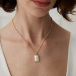 Natural Square Pearl Pendants Gold Beads Necklaces - floysun