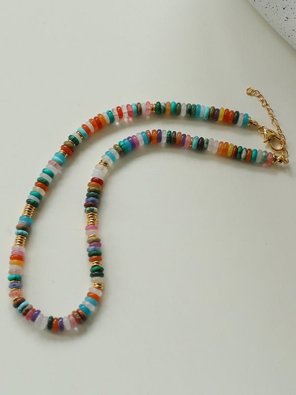 Natural Stone Colorful Beaded Necklace - floysun