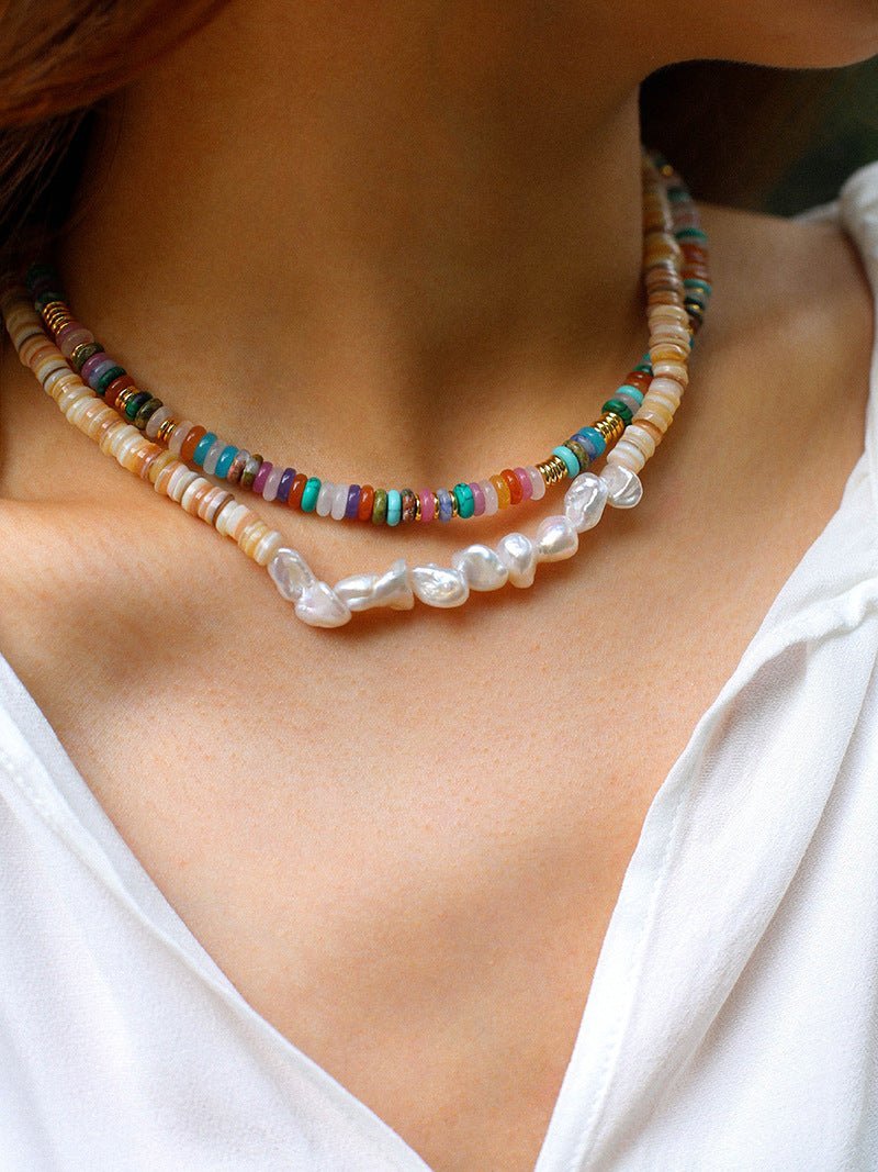 Natural Stone Colorful Beaded Necklace - floysun