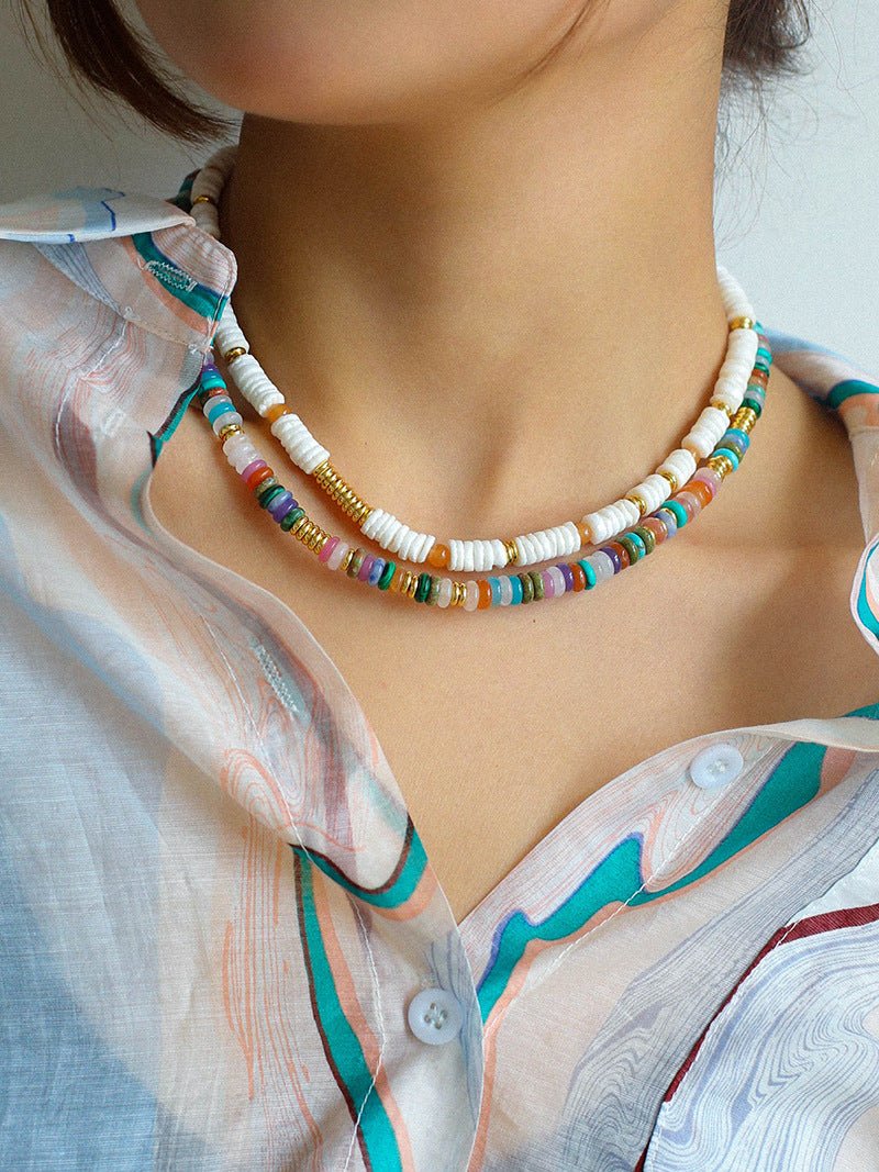 Natural Stone Colorful Beaded Necklace - floysun