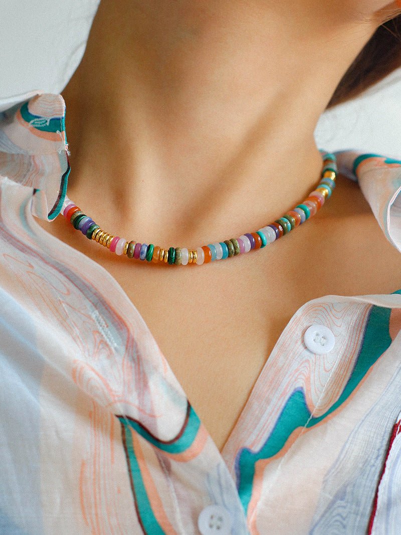 Natural Stone Colorful Beaded Necklace - floysun