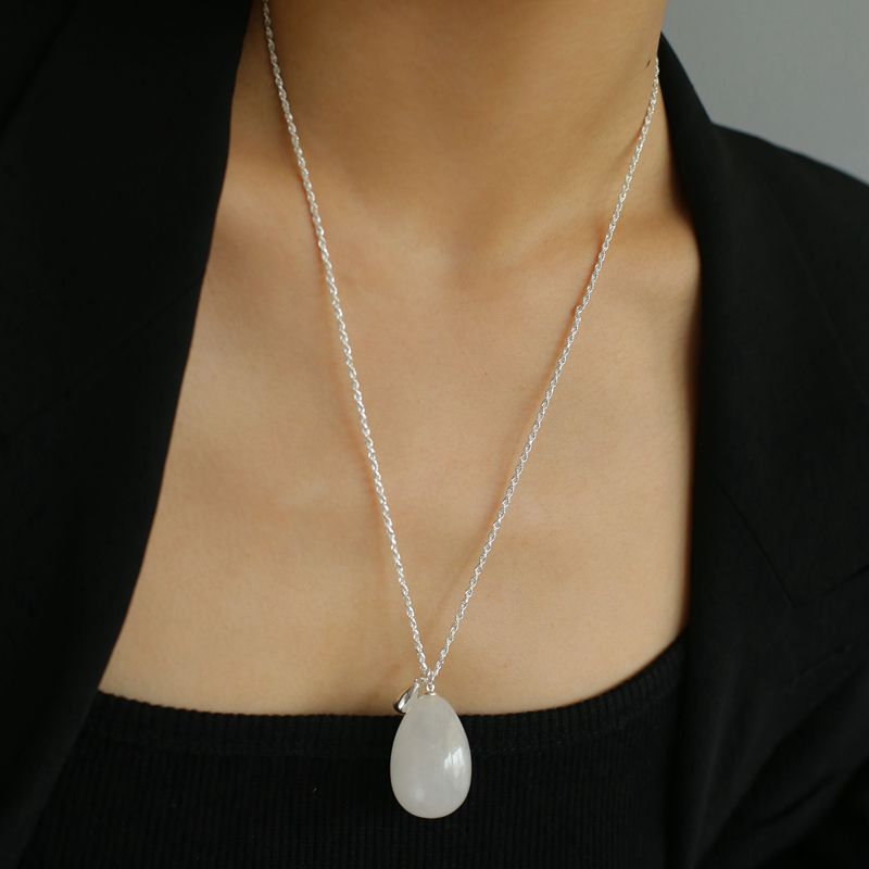 Natural Stone Egg Pendants Necklaces - floysun