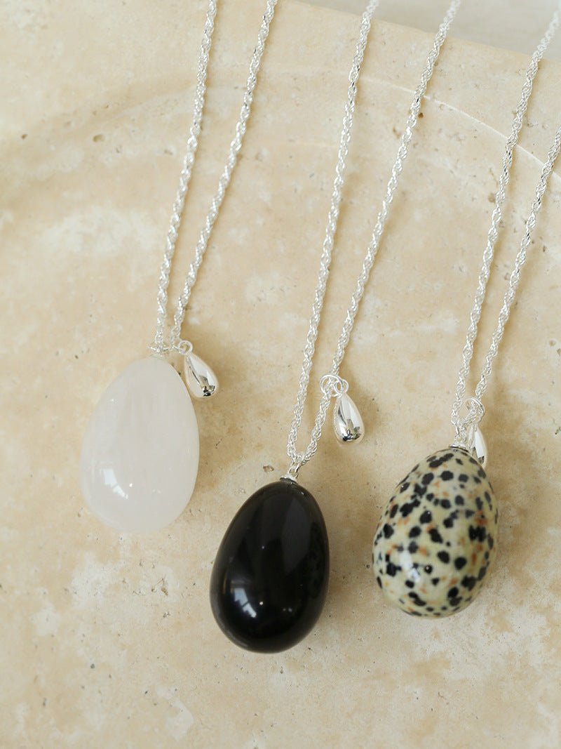 Natural Stone Egg Pendants Necklaces - floysun