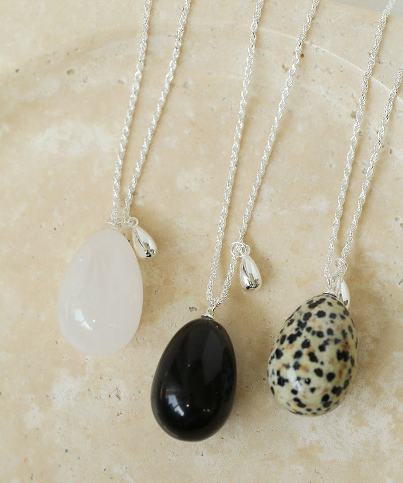 Natural Stone Egg Pendants Necklaces - floysun