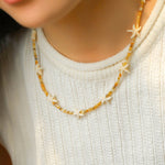 Natural Yellow Disc Shell and Starfish Necklace - floysun