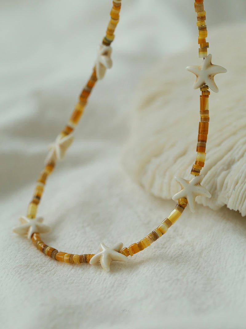 Natural Yellow Disc Shell and Starfish Necklace - floysun