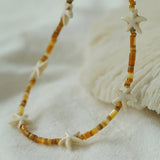 Natural Yellow Disc Shell and Starfish Necklace - floysun