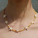 Natural Yellow Disc Shell and Starfish Necklace - floysun